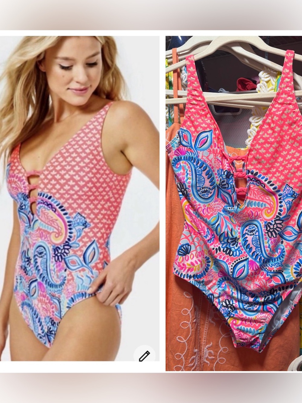 Lilly Pulitzer jaspen coral spritz One-Piece Swimsuit SZ 6